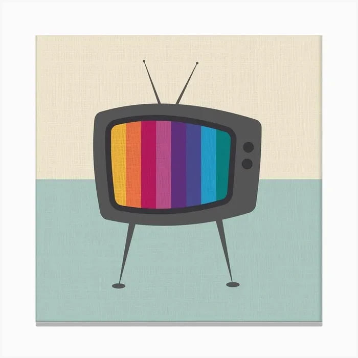 Retro Tv Canvas Print by Kim Hubball Studio