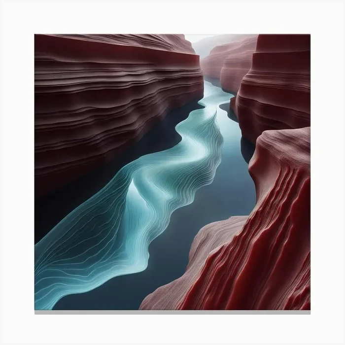 River In A Canyon Canvas PrintW by Wisdom