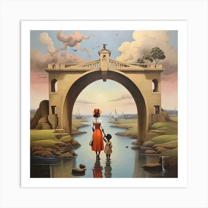 river in the live bridge Art PrintM by midosamahi