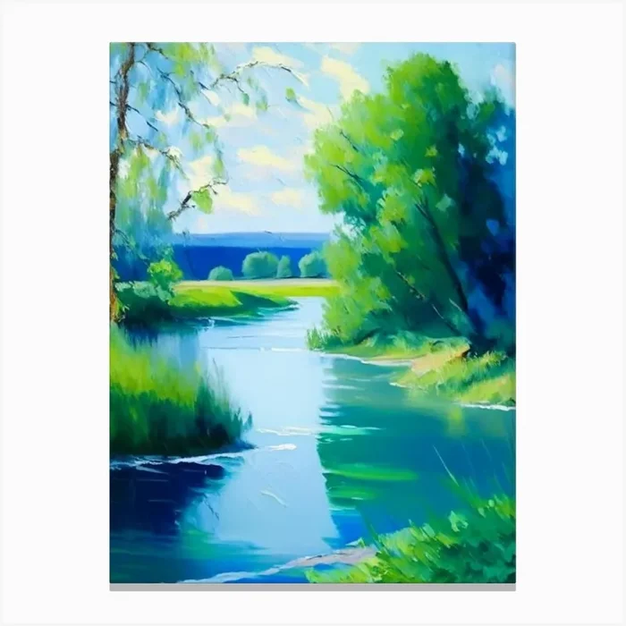 River Waterscape Impressionism 1 Canvas PrintHH by Hydro Hues