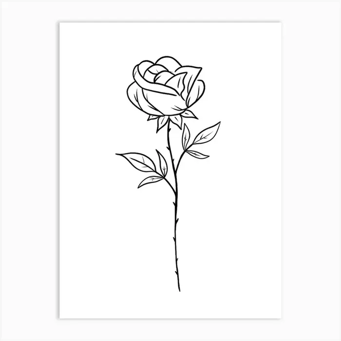 Rose Line Art Print by JDuke Illustrations