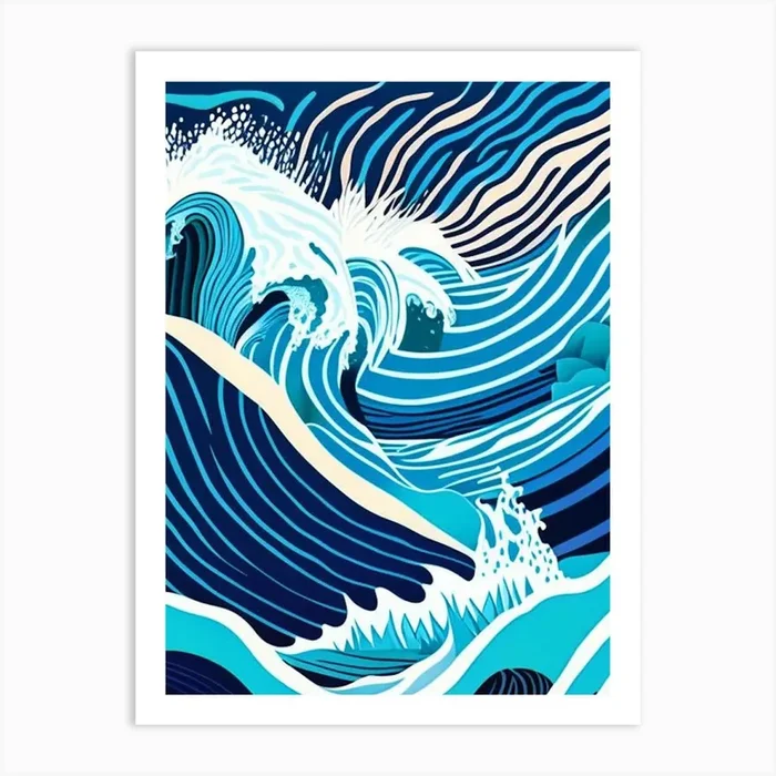 Rushing Water In Deep Blue Sea Water Waterscape Midcentury 1 Art PrintHH by Hydro Hues