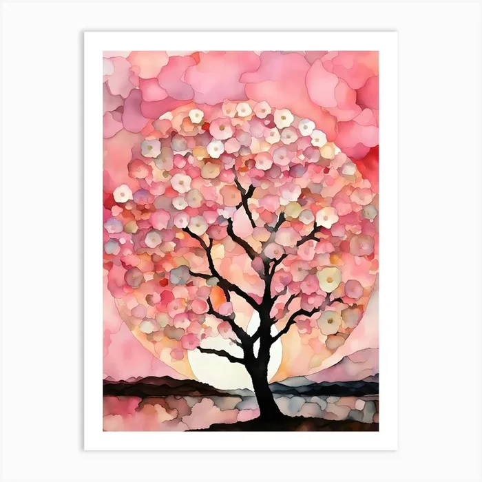 Sakura Tree Art PrintC by Clofura