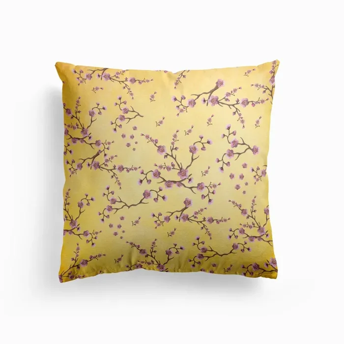 Sakura Yellow Cushion by Monika Strigel
