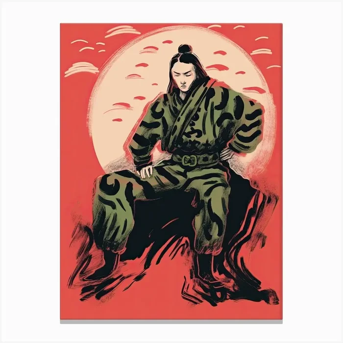 Samurai Illustration 9 Canvas Print by Blade and Brush