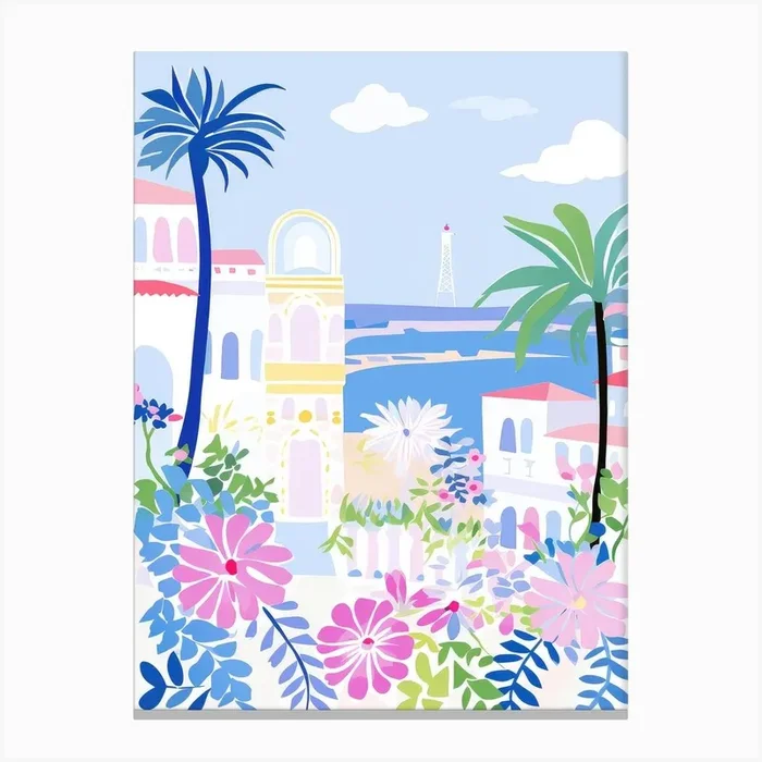 San Remo, Italy Colourful View 1 Canvas Print by Urban Vivid