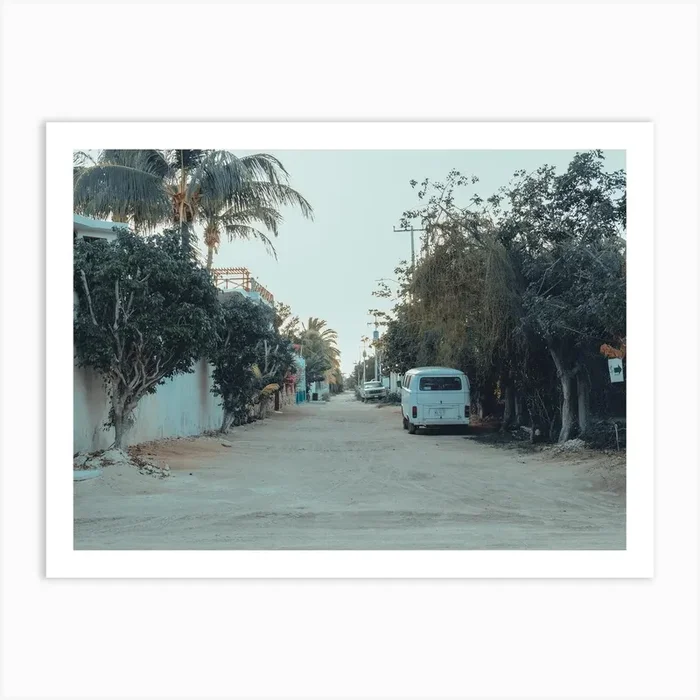 Sandy Streets With Palms On Isla Holbox Mexico Art Print by Emy Van Trijp