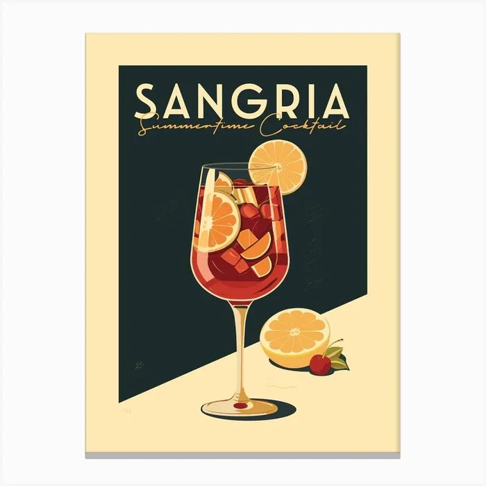 Sangria Cocktail Canvas Print by Vintaprints