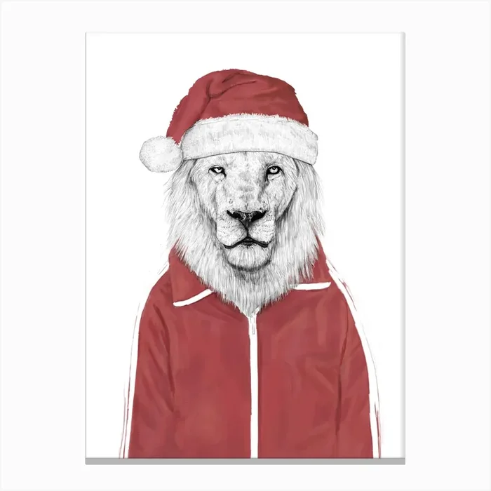 Santa Lion Canvas Print by Balázs Solti