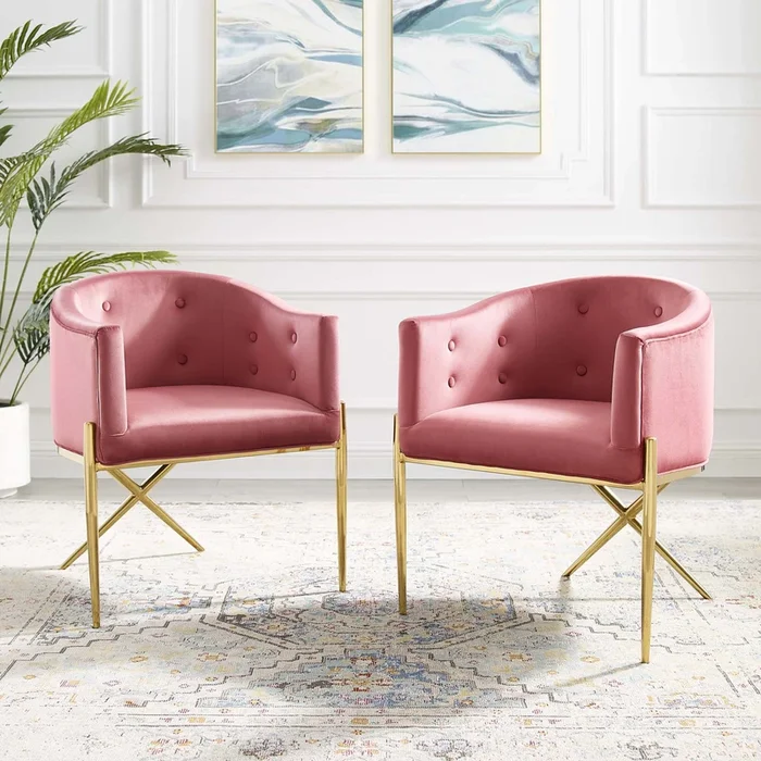 Savour Accent Dining Armchair Performance Velvet Set of 2 by Modway