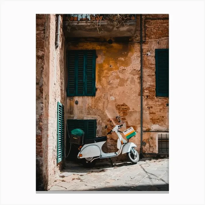 Scooter Italy | Streets of Siena, Tuscany, Italy Canvas PrintDD by Dayenne Design