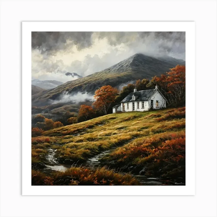 Scottish Cottage Art Print by FATSLIM