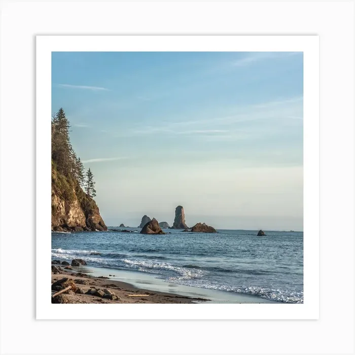 Sea Stacks Square Art Print by Khalogram Creative