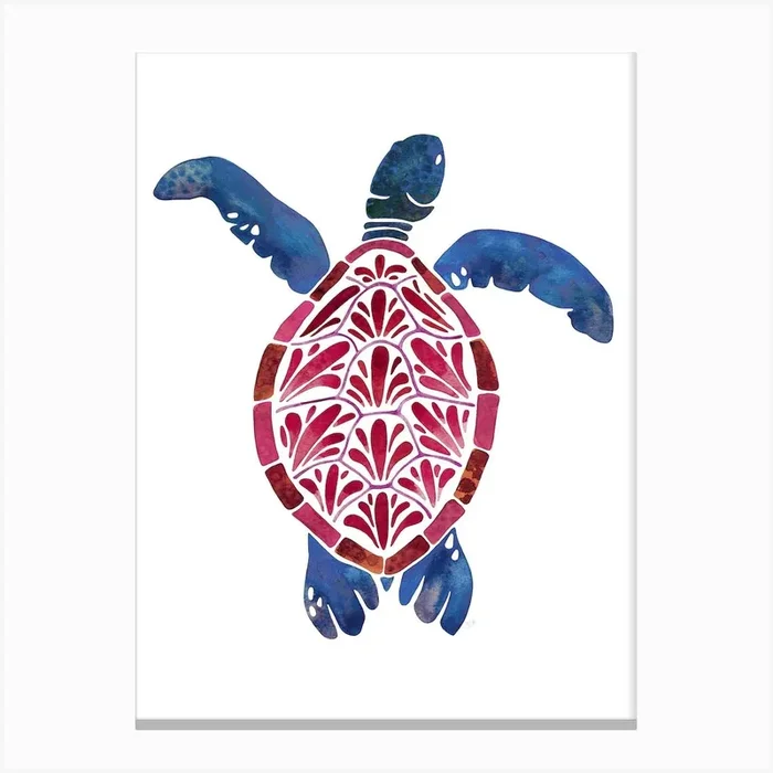 Sea Turtle Blue Canvas Print by Giravolta