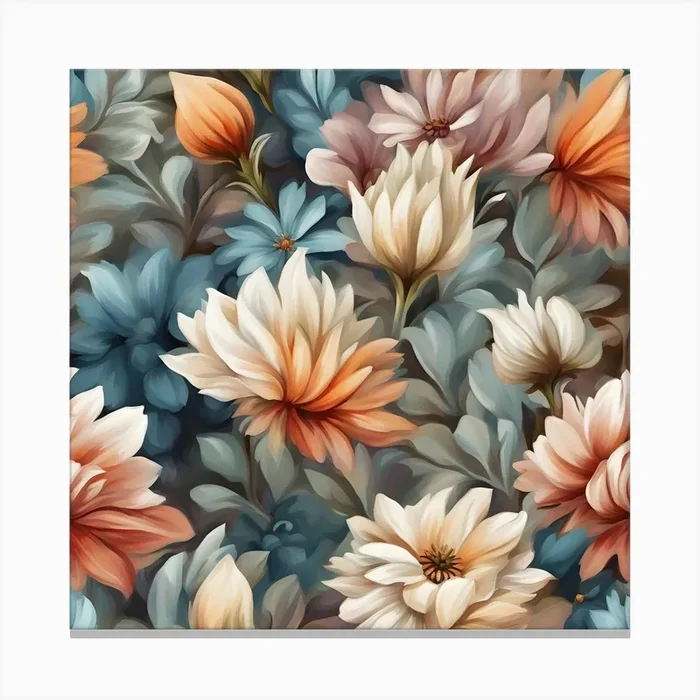 Seamless Floral Pattern Canvas Print by Hassan Rehman
