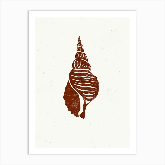 Seashell Linocut Art Print by Indigo Rain