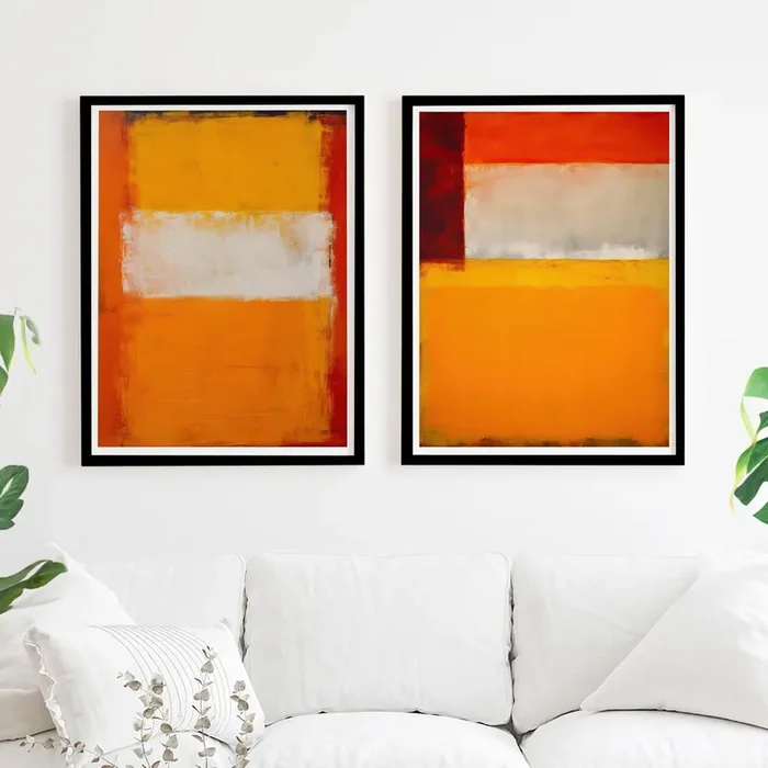 Set of 2 Abstract Orange and White – Black Framed ArtFG by Fy! Gallery Walls