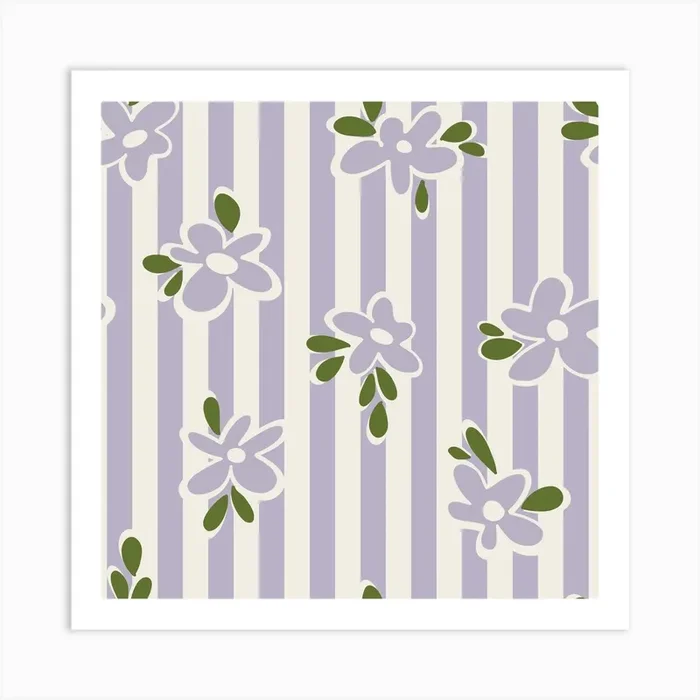 Shabby Flowers Lilac Art Print by claudiasdesign
