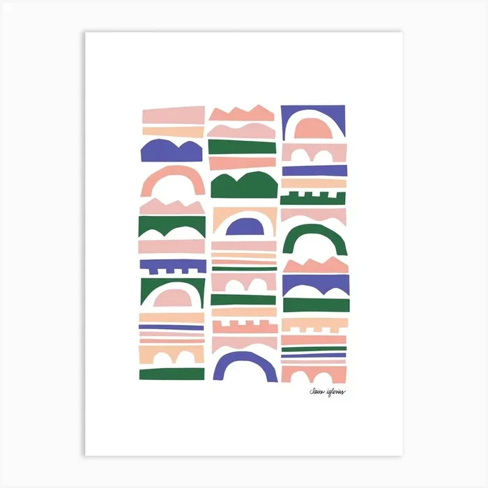 Shape Stack Art Print by Claire Iglesias
