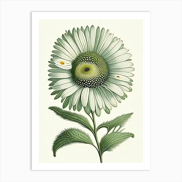 Shasta Daisy Wildflower Vintage Botanical 2 Art PrintWS by Wildflower Studio