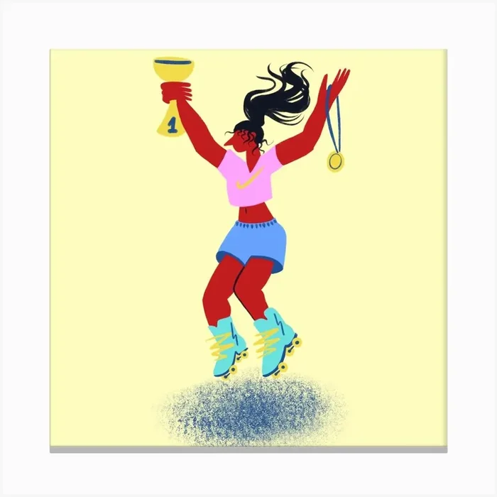She’S A Winner Square Canvas Print by Alexandra Ramirez