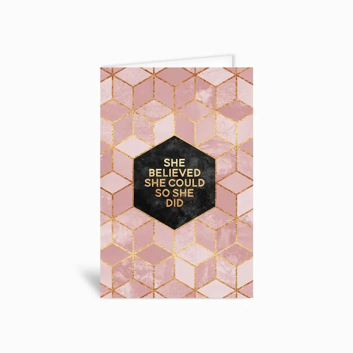 She Believed She Could So She Did Greetings Card by Elisabeth Fredriksson