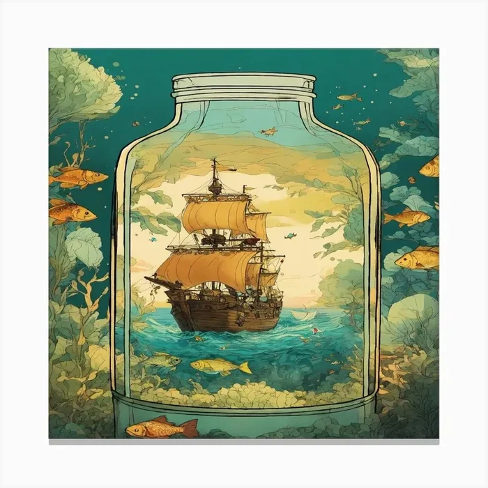Ship In A Bottle Canvas PrintK by Kokosokr