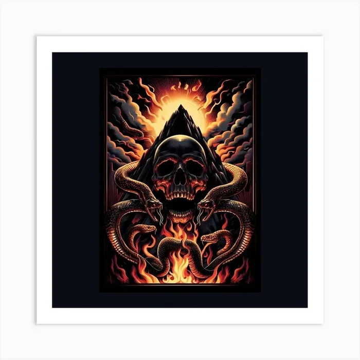 Skull And Snakes Art PrintD by digiart