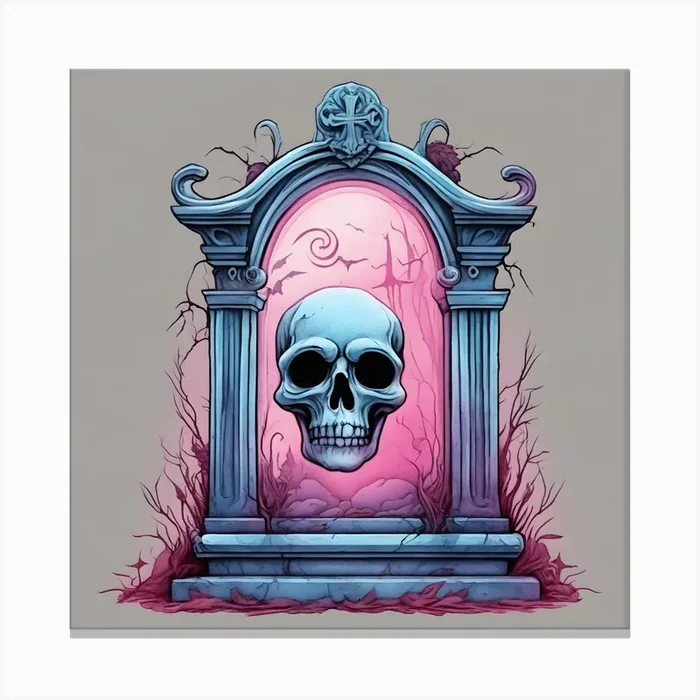 Skull In The Window Canvas Print by DG Craft Art Studio