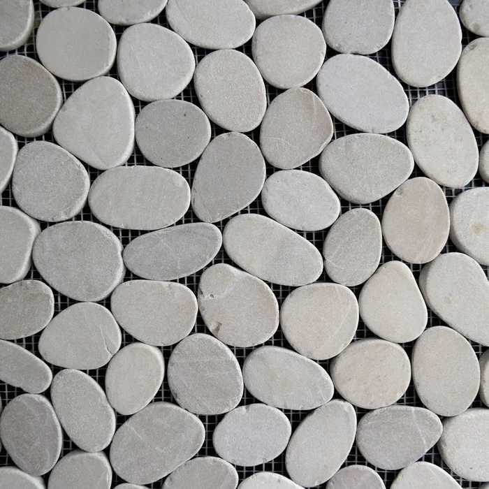 Sliced Pebble Mosaic Beige Stone Honed