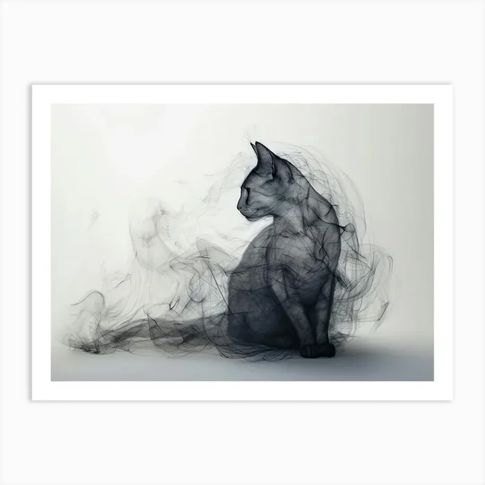 Smoke Cat Art Print by Cateferia