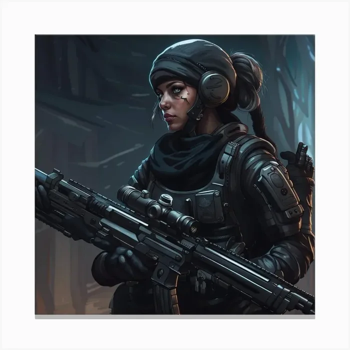 Sniper Girl Canvas PrintK by Keshila