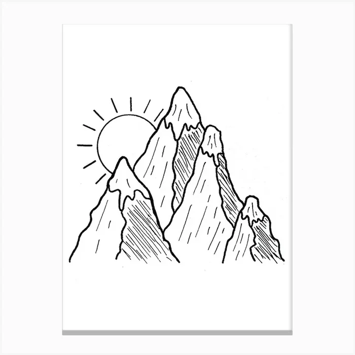 Snowy Mountains Line Canvas Print by JDuke Illustrations