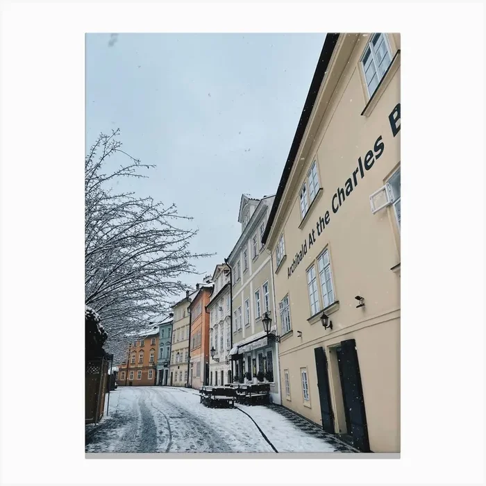 Snowy Prague Streets Canvas Print by Jessica Glazov