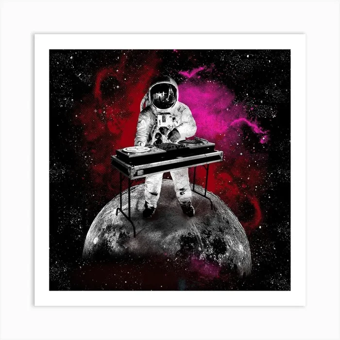 Space Dj Square Art Print by 2ToastDesign