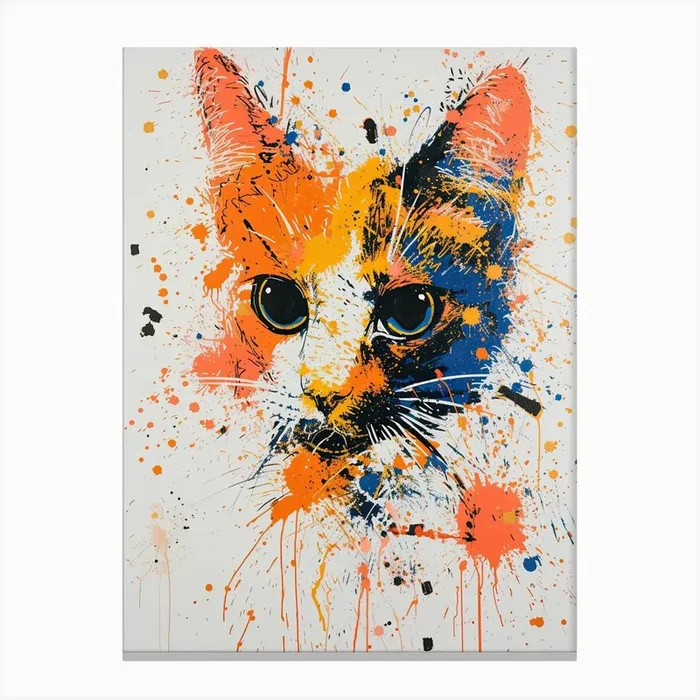 Splatter Cat Canvas Print by Cateferia