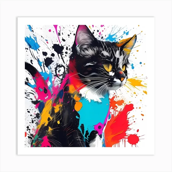 Splatter Kitten Art Print by BlacKeys21