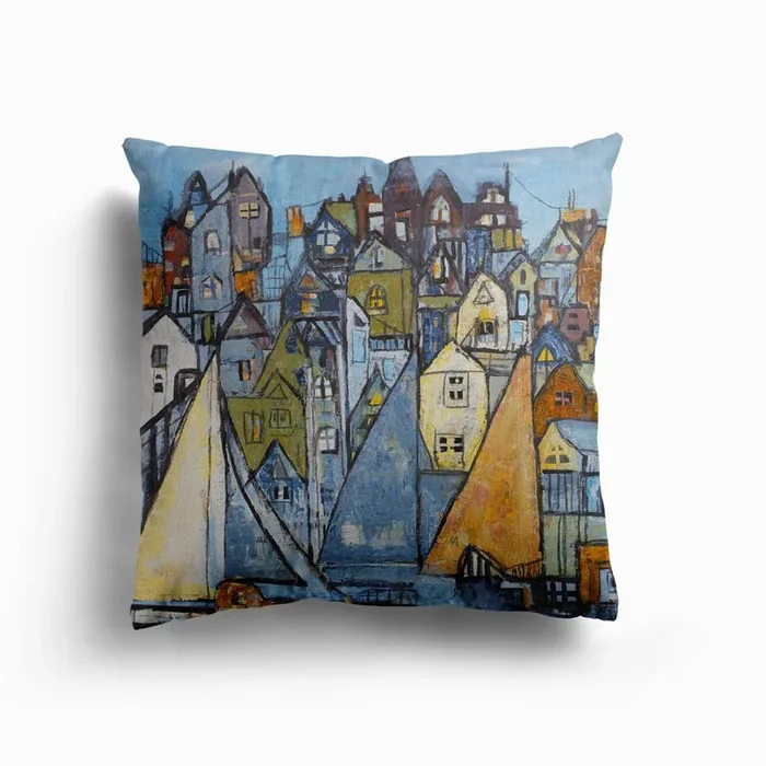 Stadt Mit Segel Canvas Cushion by Monika Krömer