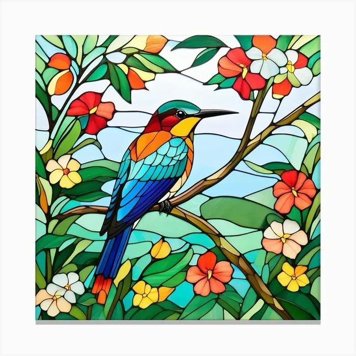 Stained Glass Bird Canvas PrintD by DigitalOcean