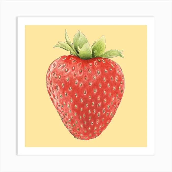 Summer Strawberry Square Art Print by Christine Berrie Illustration