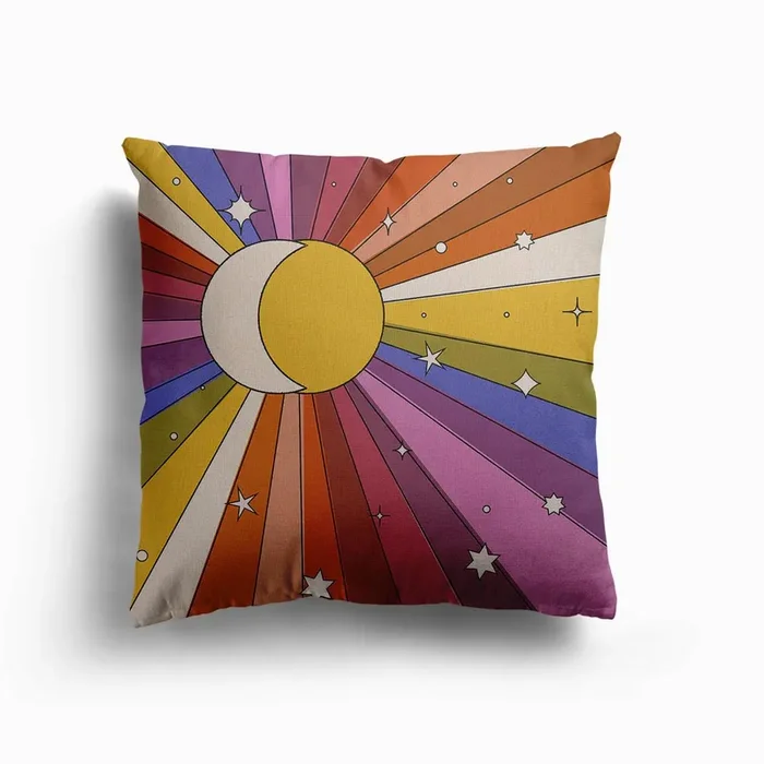 Sun And Moon Rays Canvas Cushion by showmemars