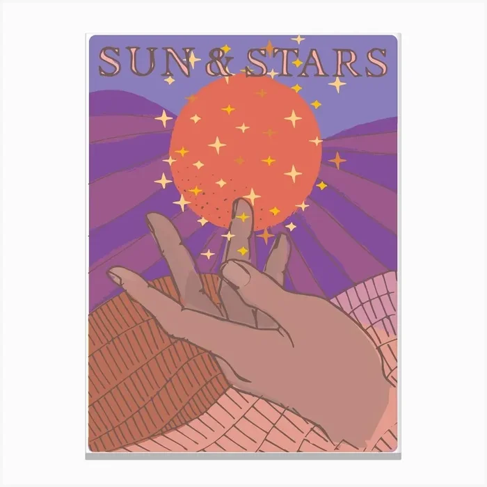 Sun And Stars Tarot Canvas Print by Catrin Fenton Design