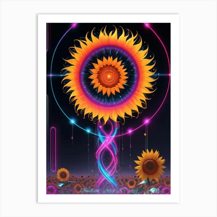 Sunflower Power Source Art Print by KRene’ Dancing on Canvas