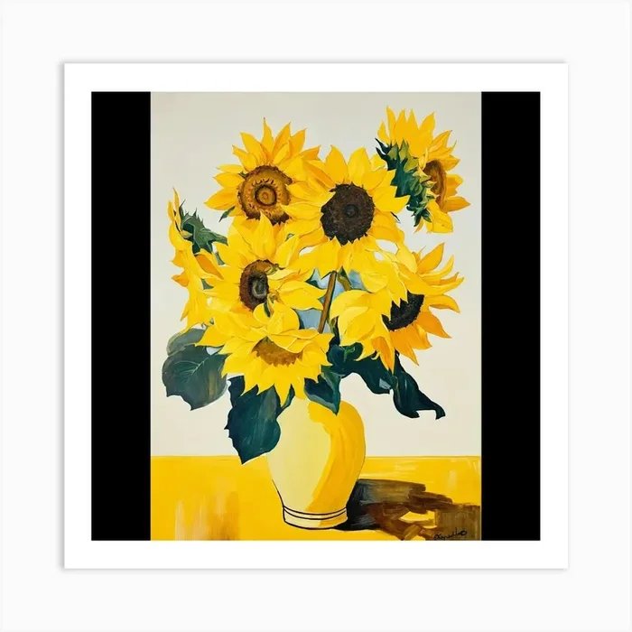 Sunflowers In A Vase 1 Art PrintAM by AMINE MAZOUZ