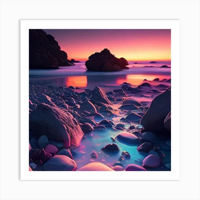 Sunset At The Beach Art Print by Wallpaper