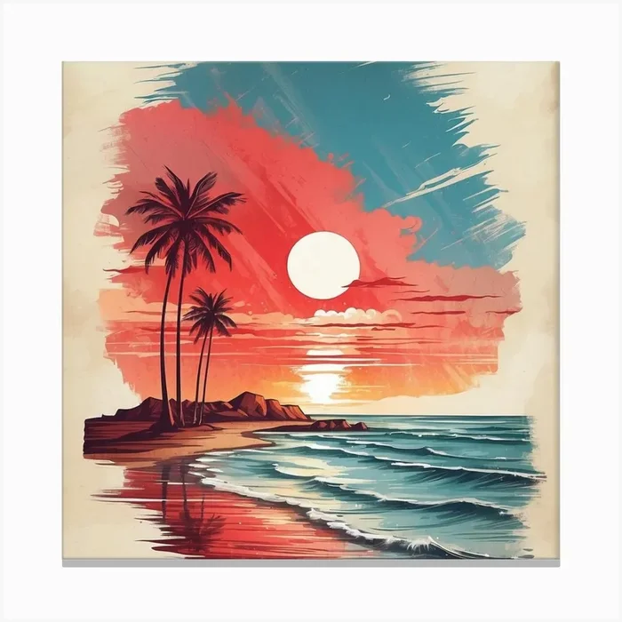 Sunset At The Beach Canvas Print by maj@2