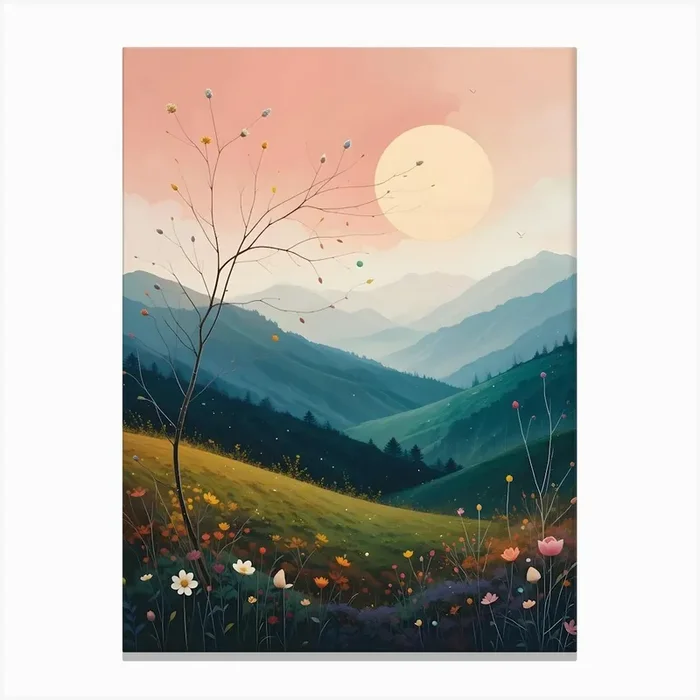 Sunset At The Mountains Canvas Print by Artistry Innovare