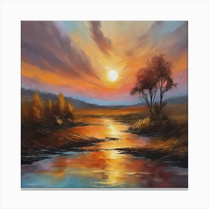 Sunset By The River Canvas PrintMY by Moment you and your share