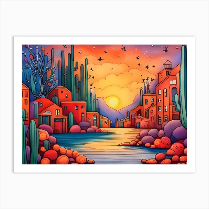 Sunset In Arizona 2 Art PrintC by Clofura