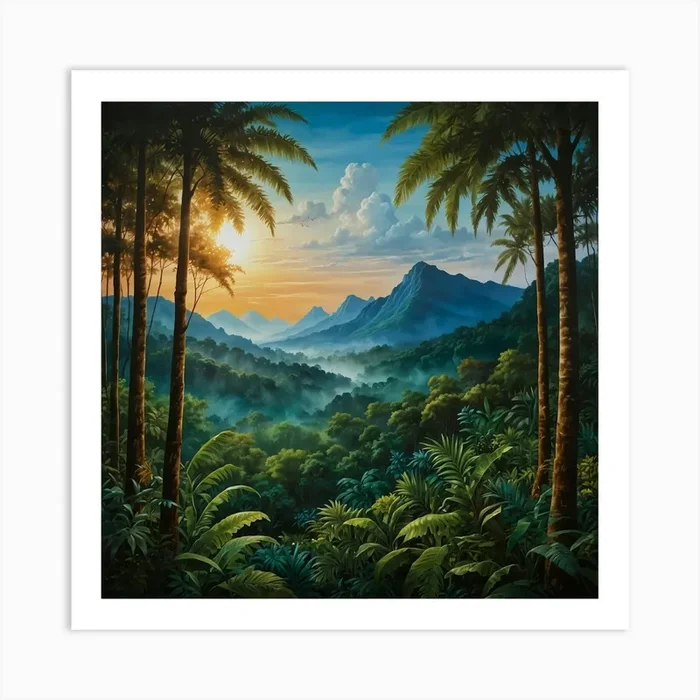 Sunset In The Jungle Art Print by Creativity reach
